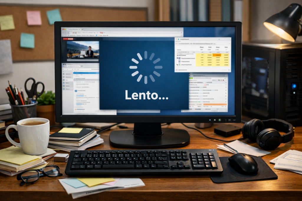 Computadora de escritorio lenta con programas abiertos