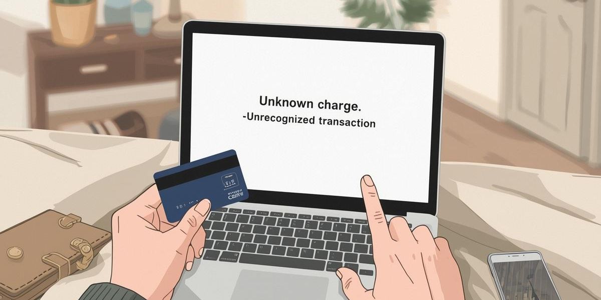 Pantalla mostrando un cargo no reconocido en una compra en línea