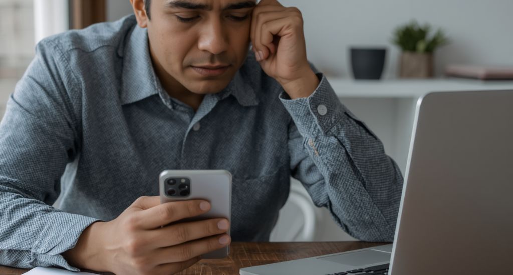 Persona revisando problemas con pagos y cargos en una compra en línea
