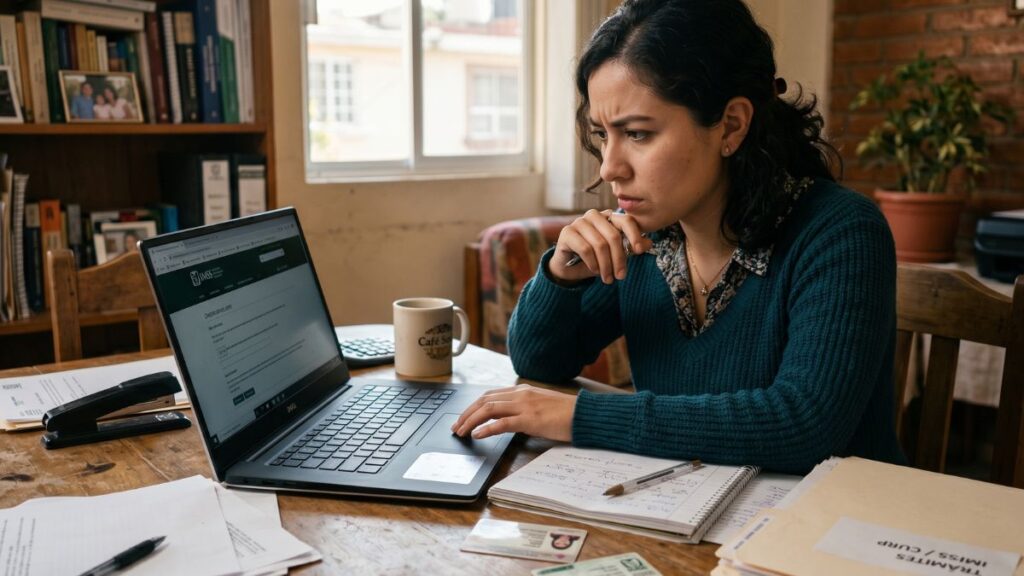 Persona revisando si su alta en el IMSS ya aparece en el sistema
