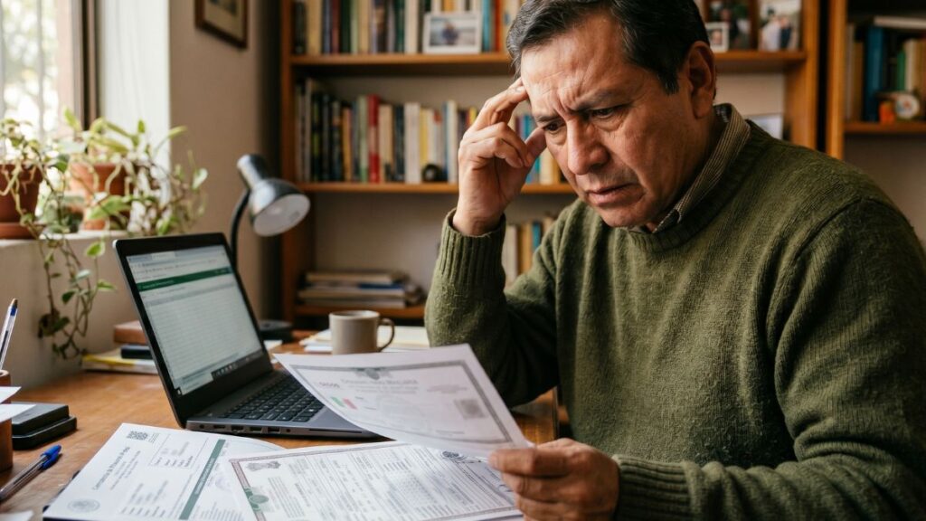 Persona revisando una CURP con error en el nombre en México