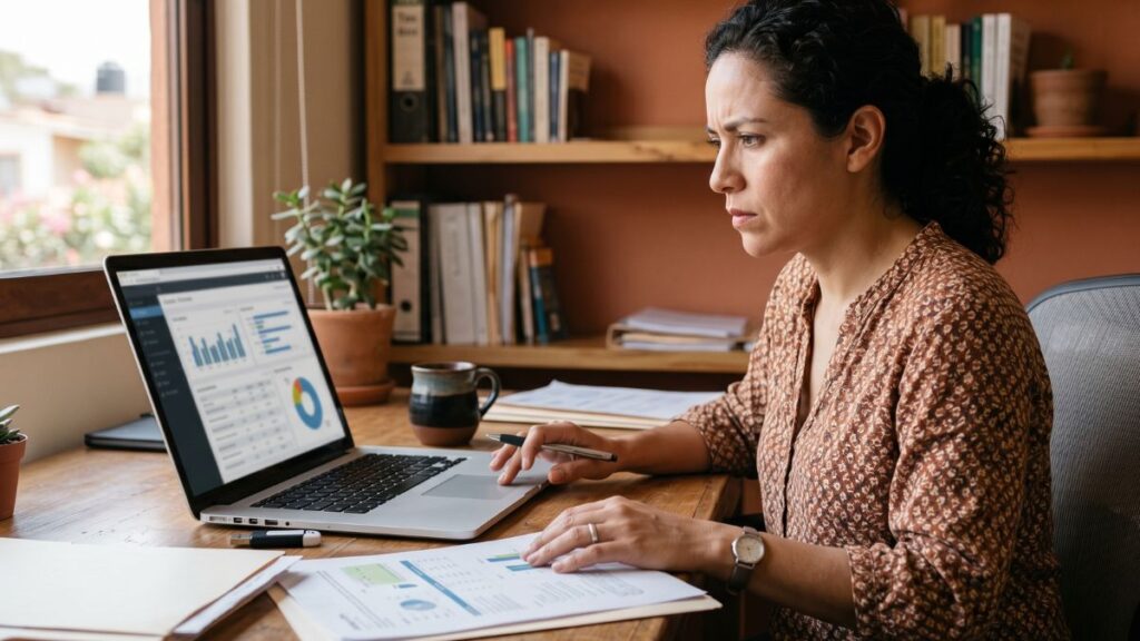 Persona revisando en laptop un error de e.firma SAT vencida