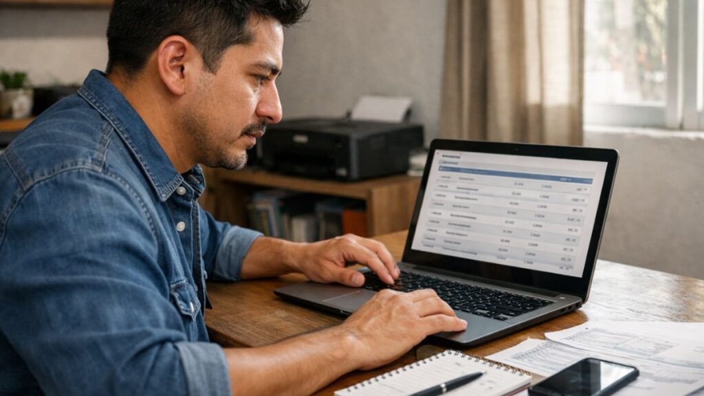 Persona revisando el historial de movimientos de Infonavit