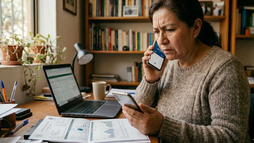 Persona revisando un cobro de más en su tarjeta en México