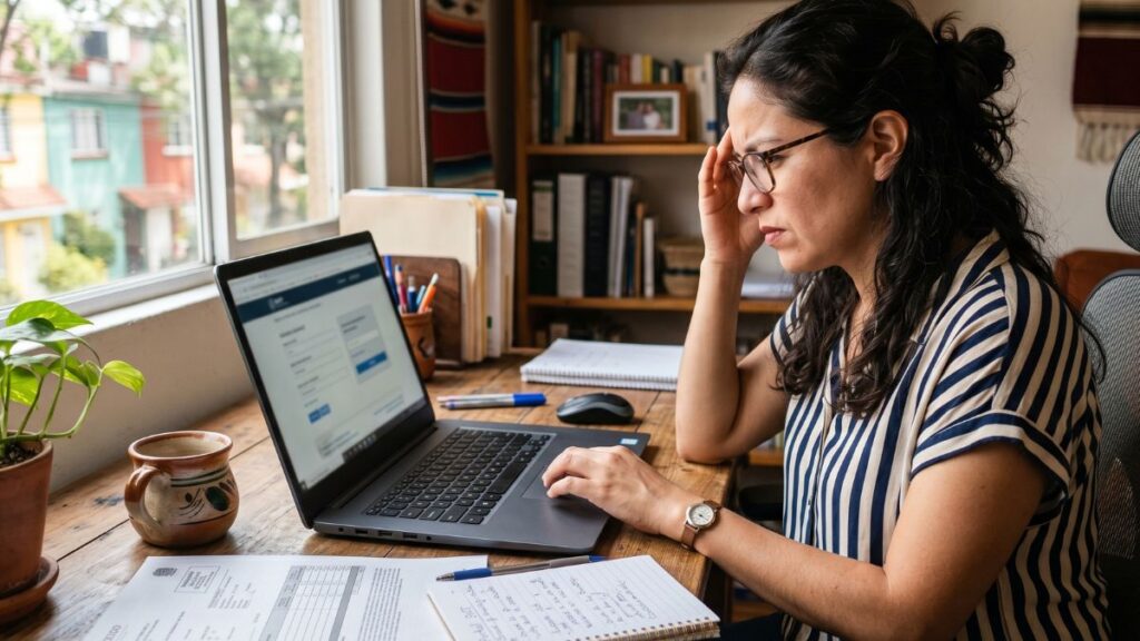 Persona intentando acceder al portal del SAT en línea