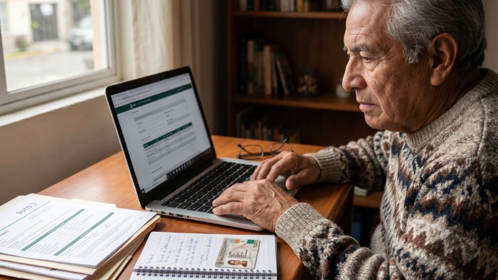 Persona revisando el trámite de su pensión IMSS