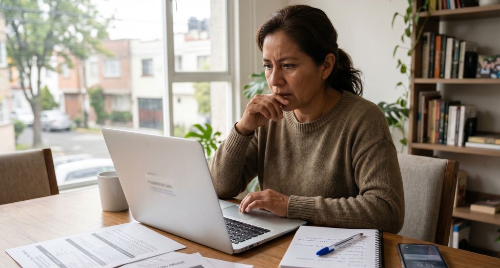 Persona intentando recuperar su contraseña del SAT desde una laptop