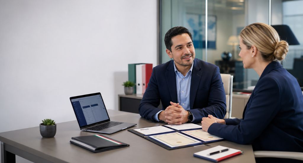 Profesionista mexicano presentando su cédula profesional para validar estudios en Estados Unidos