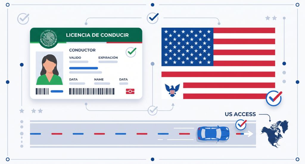 Licencia de conducir mexicana para manejar en Estados Unidos como visitante